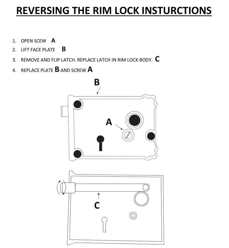 A29 2 3/8 Inch Backset Heavy Duty Cast Iron Rim Lock, Black Powder Coat Finish - Image 5